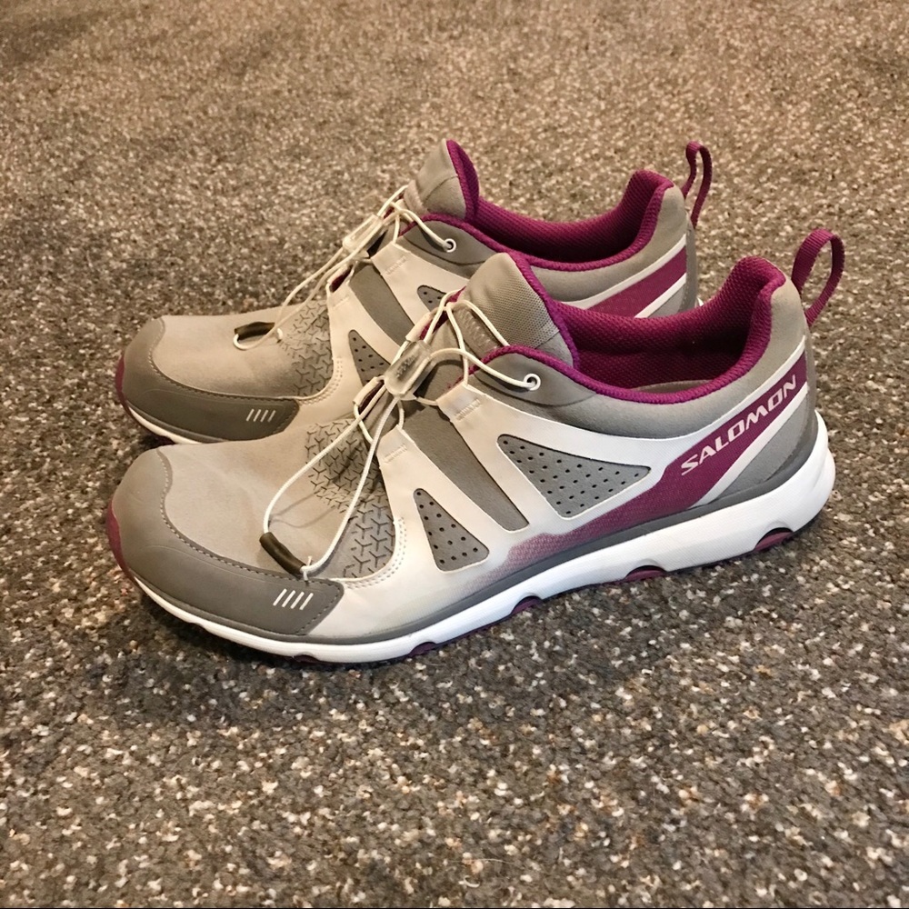 Salomon Running Shoes Women's 10 Gray Purple White